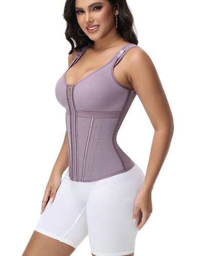 Milimom® Women's Boned Latex Zipper Corset Tummy Control Body Shaper Vest With Bra