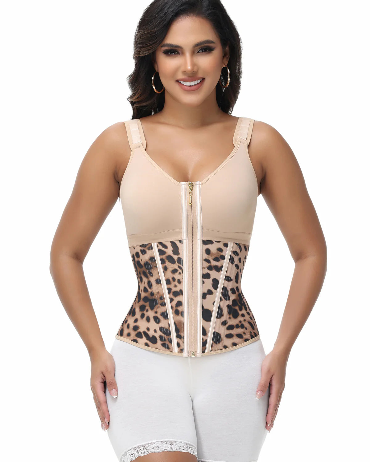 Milimom® Women's Boned Latex Zipper Corset Tummy Control Body Shaper Vest With Bra