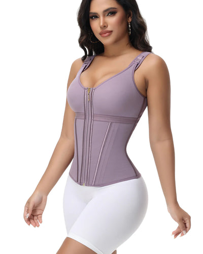 Milimom® Women's Boned Latex Zipper Corset Tummy Control Body Shaper Vest With Bra