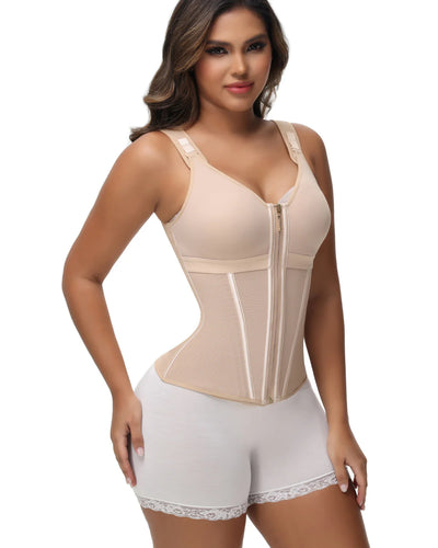Milimom® Women's Boned Latex Zipper Corset Tummy Control Body Shaper Vest With Bra