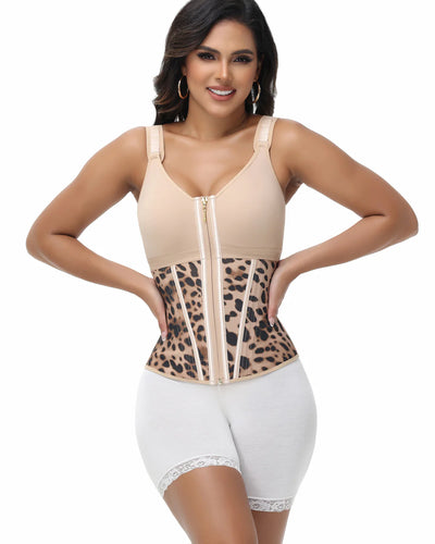 Milimom® Women's Boned Latex Zipper Corset Tummy Control Body Shaper Vest With Bra