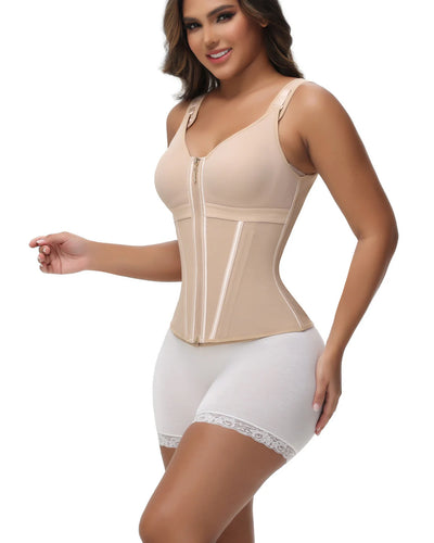 Milimom® Women's Boned Latex Zipper Corset Tummy Control Body Shaper Vest With Bra