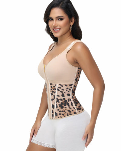 Milimom® Women's Boned Latex Zipper Corset Tummy Control Body Shaper Vest With Bra