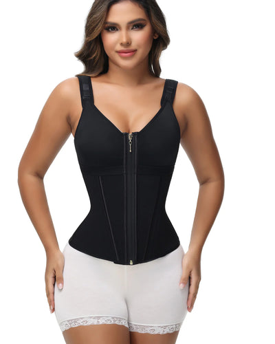 Milimom® Women's Boned Latex Zipper Corset Tummy Control Body Shaper Vest With Bra