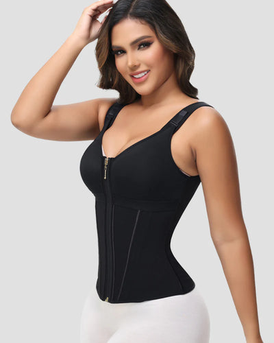 Milimom® Women's Boned Latex Zipper Corset Tummy Control Body Shaper Vest With Bra