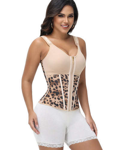 Milimom® Women's Boned Latex Zipper Corset Tummy Control Body Shaper Vest With Bra