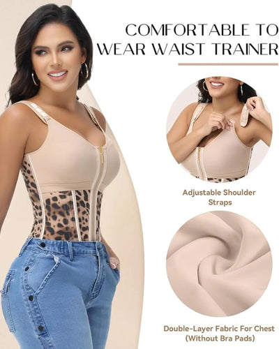 Milimom® Women's Boned Latex Zipper Corset Tummy Control Body Shaper Vest With Bra