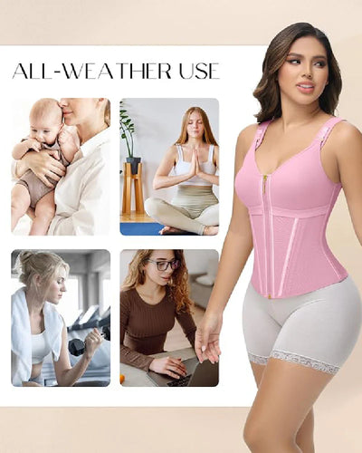 Milimom® Women's Boned Latex Zipper Corset Tummy Control Body Shaper Vest With Bra