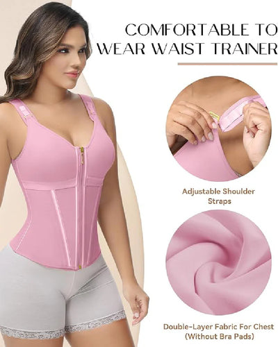 Milimom® Women's Boned Latex Zipper Corset Tummy Control Body Shaper Vest With Bra
