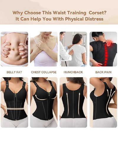 Milimom® Women's Boned Latex Zipper Corset Tummy Control Body Shaper Vest With Bra