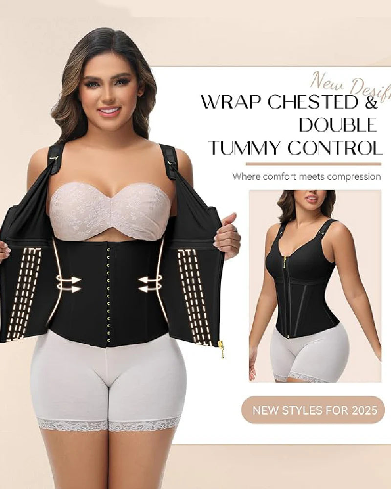 Milimom® Women's Boned Latex Zipper Corset Tummy Control Body Shaper Vest With Bra