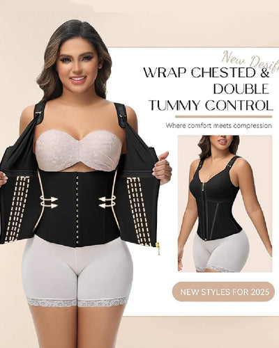 Milimom® Women's Boned Latex Zipper Corset Tummy Control Body Shaper Vest With Bra