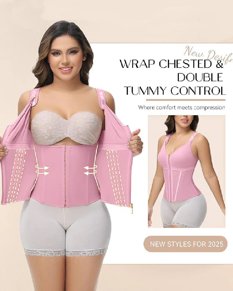 Milimom® Women's Boned Latex Zipper Corset Tummy Control Body Shaper Vest With Bra