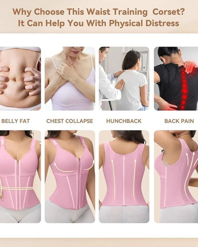 Milimom® Women's Boned Latex Zipper Corset Tummy Control Body Shaper Vest With Bra