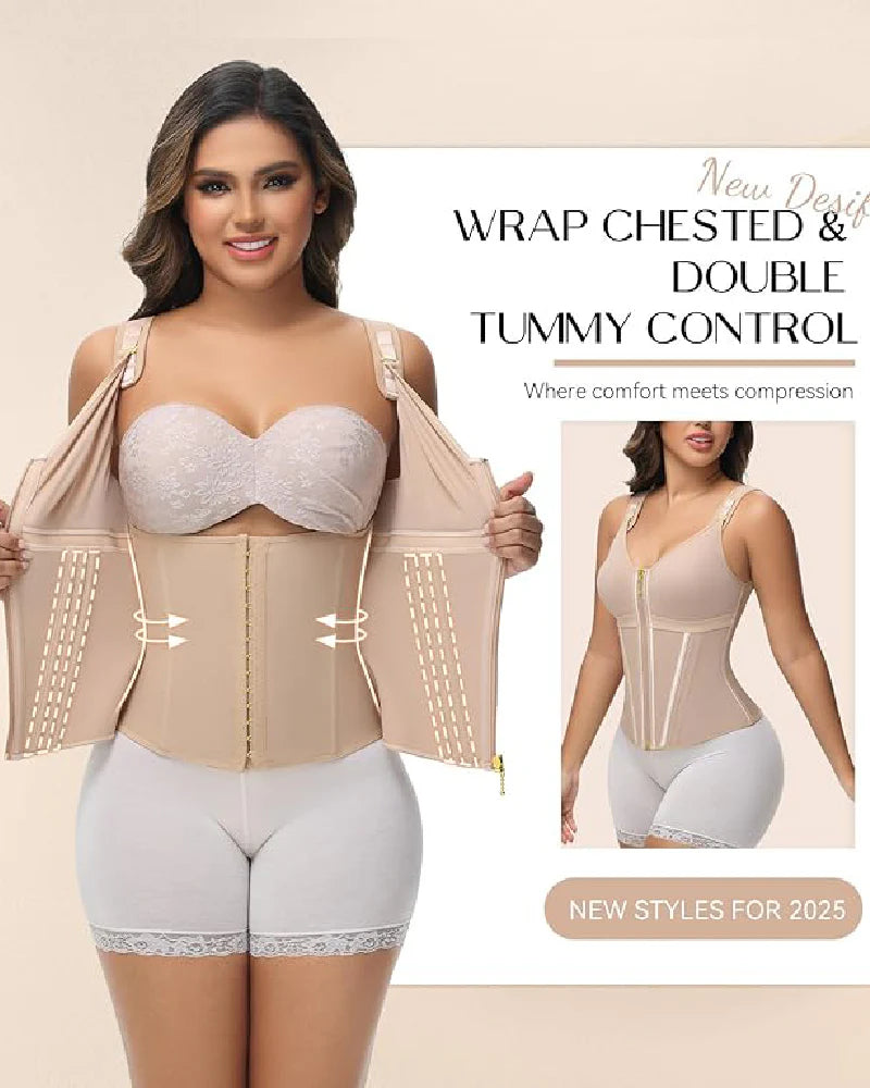 Milimom® Women's Boned Latex Zipper Corset Tummy Control Body Shaper Vest With Bra