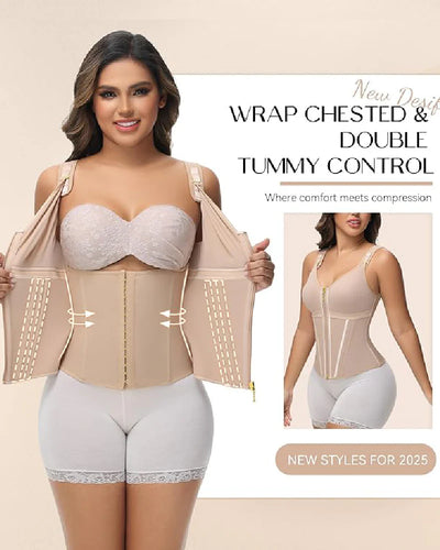 Milimom® Women's Boned Latex Zipper Corset Tummy Control Body Shaper Vest With Bra