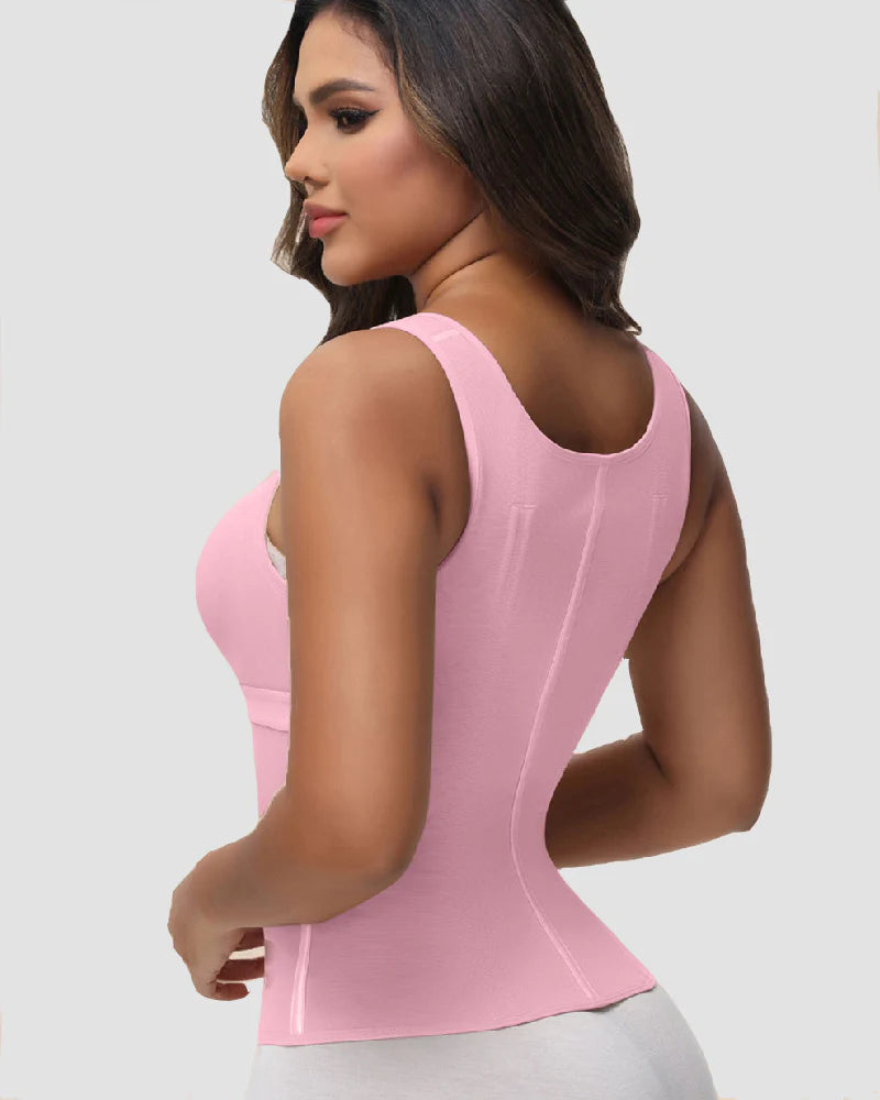 Milimom® Women's Boned Latex Zipper Corset Tummy Control Body Shaper Vest With Bra