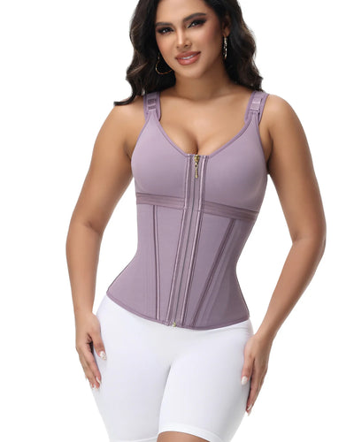 Milimom® Women's Boned Latex Zipper Corset Tummy Control Body Shaper Vest With Bra