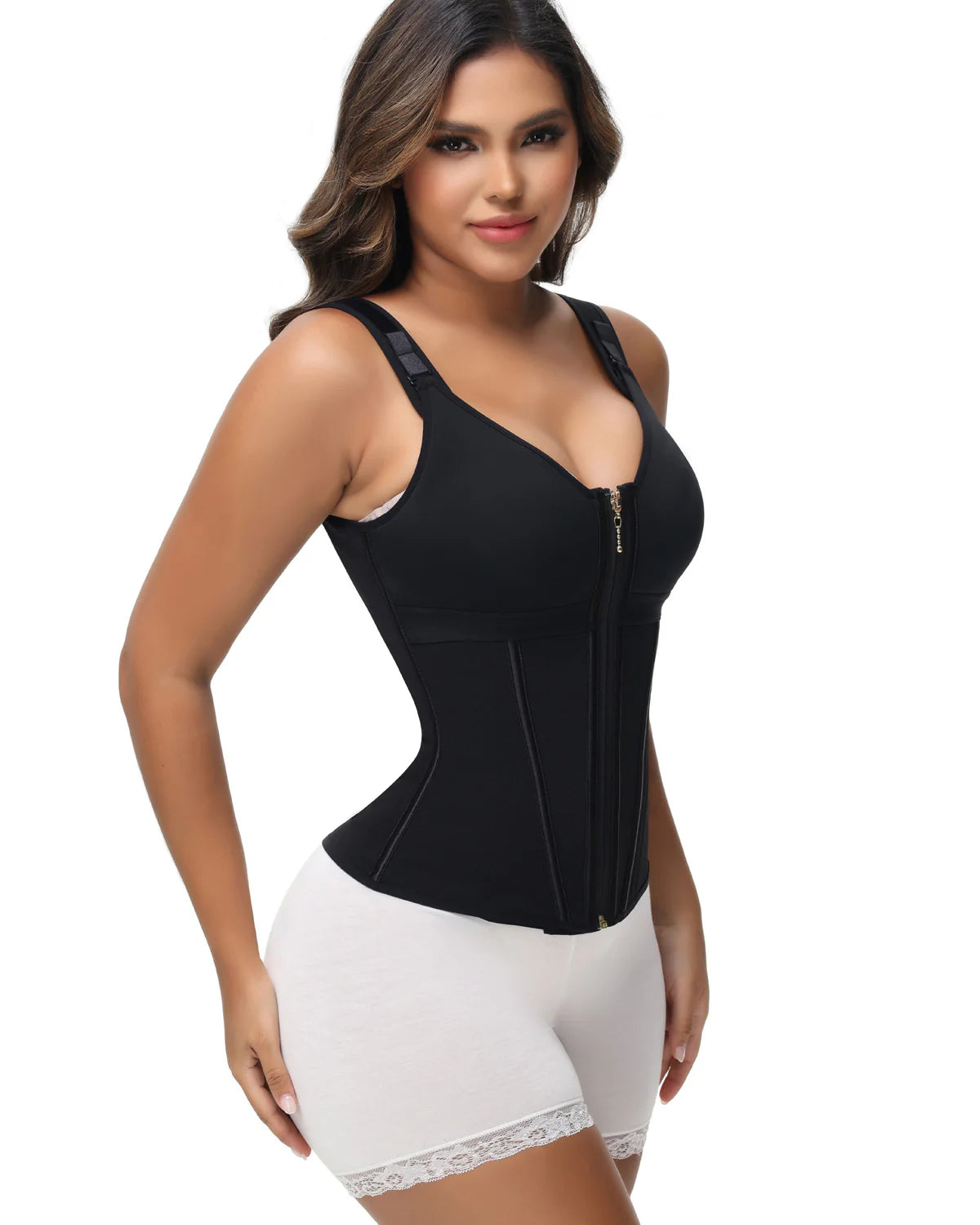 Milimom® Women's Boned Latex Zipper Corset Tummy Control Body Shaper Vest With Bra