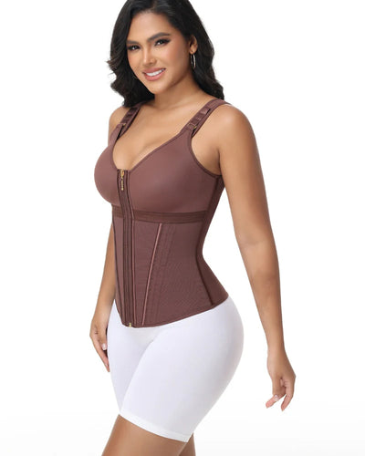 Milimom® Women's Boned Latex Zipper Corset Tummy Control Body Shaper Vest With Bra