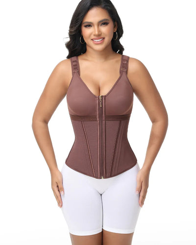 Milimom® Women's Boned Latex Zipper Corset Tummy Control Body Shaper Vest With Bra