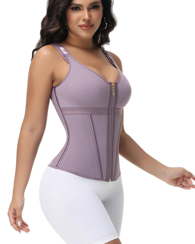 Milimom® Women's Boned Latex Zipper Corset Tummy Control Body Shaper Vest With Bra